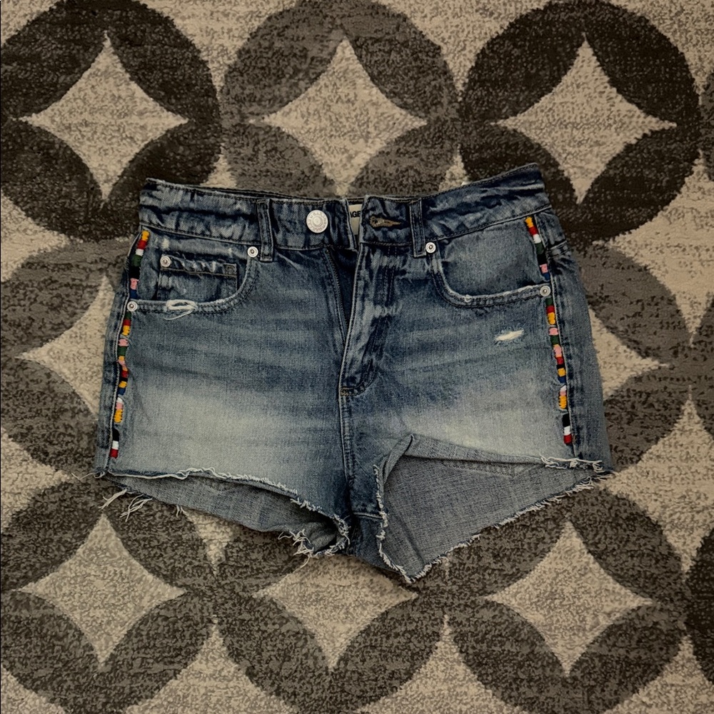 Stylish Denim Women Shorts with Colorful Accents